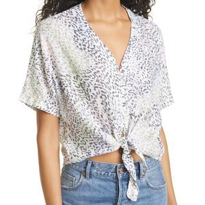 NWT Rails Thea Linen Cropped Blouse Sz L